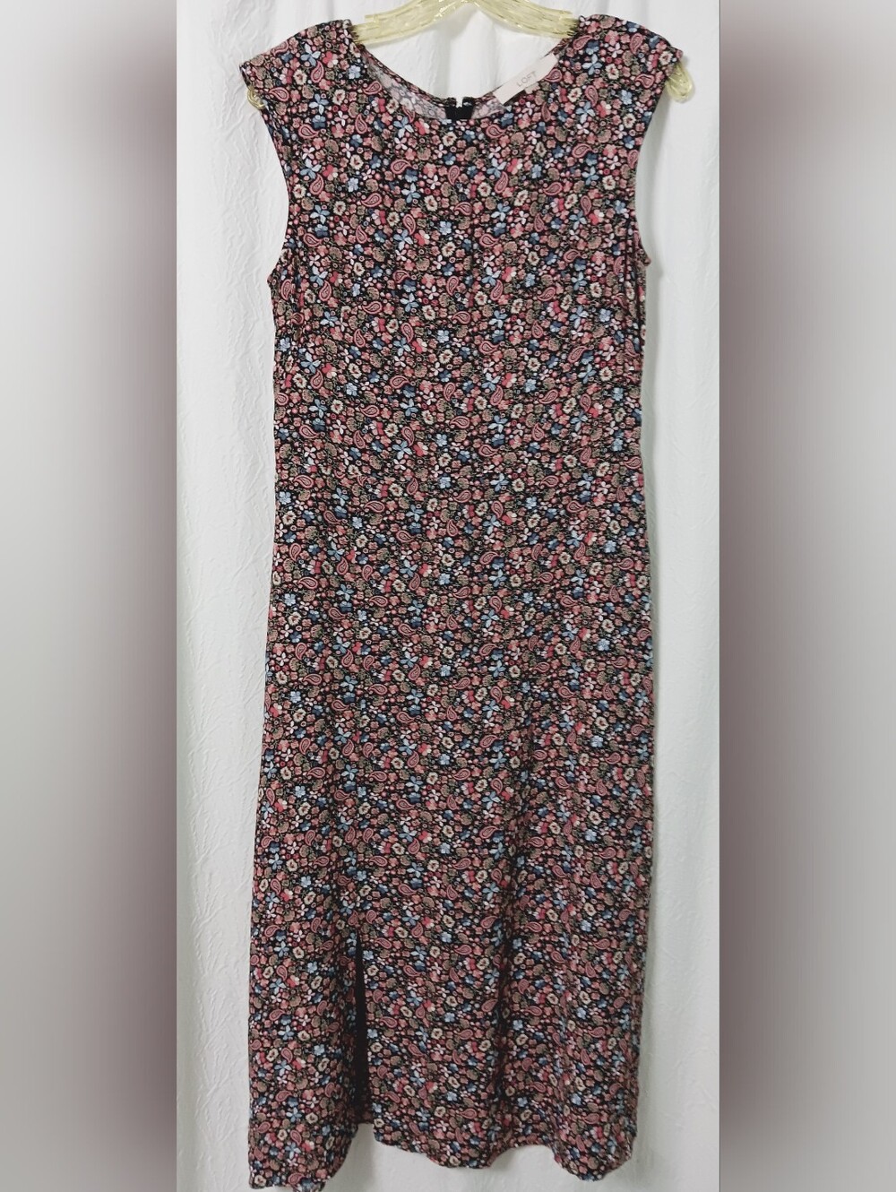 LOFT womens Maxi sleeveless black mini floral paisley  Dress Size 4